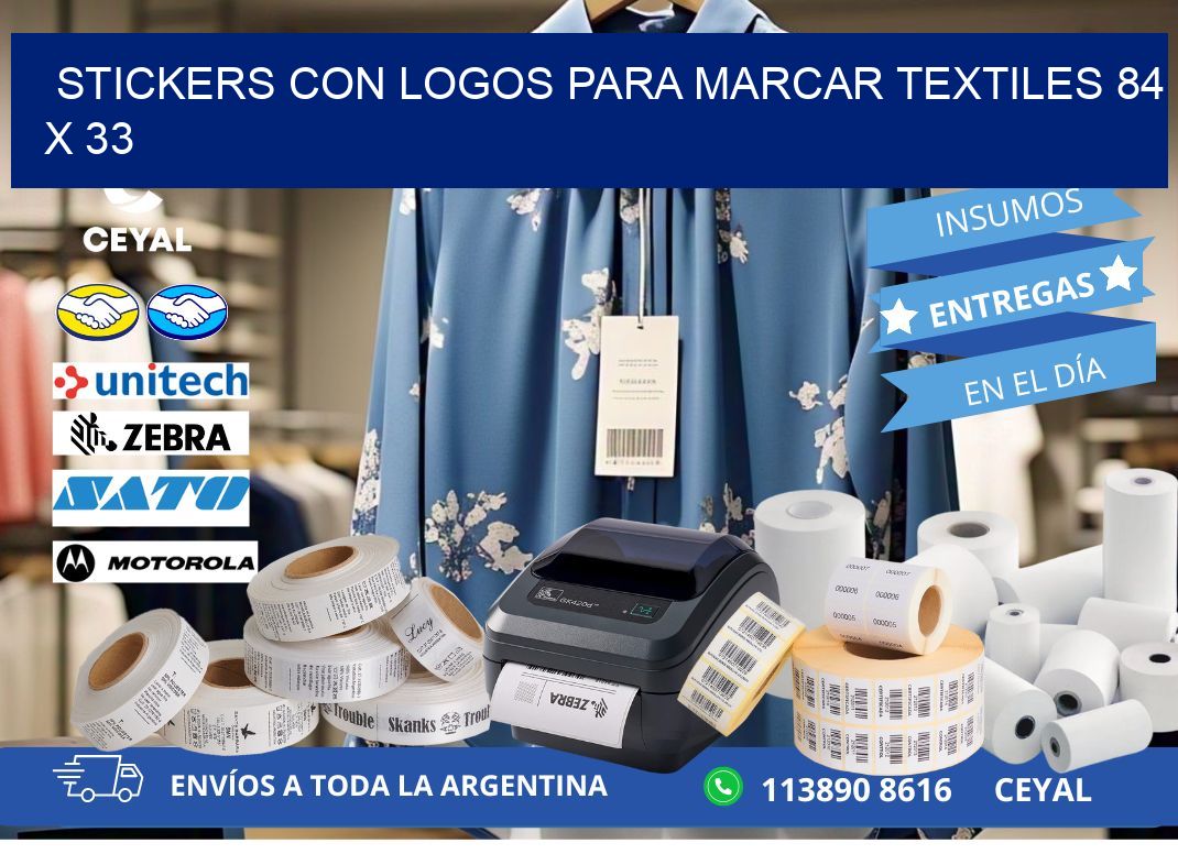 STICKERS CON LOGOS PARA MARCAR TEXTILES 84 x 33