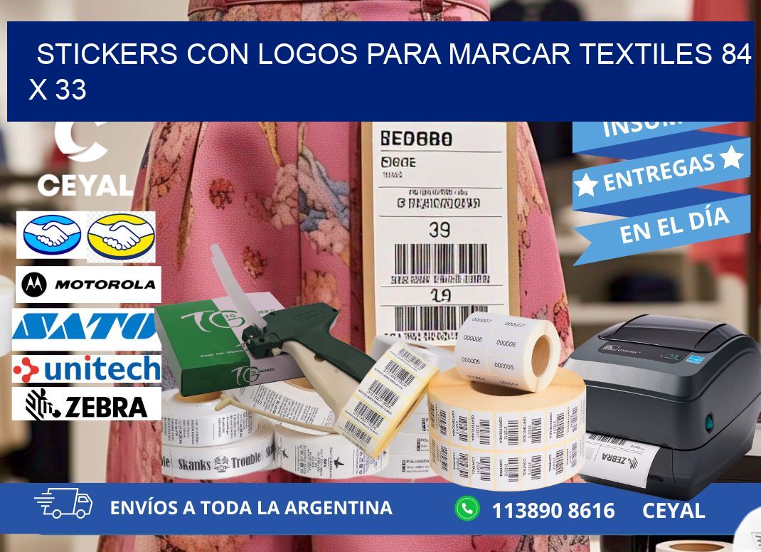 STICKERS CON LOGOS PARA MARCAR TEXTILES 84 x 33