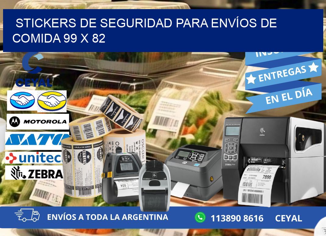 STICKERS DE SEGURIDAD PARA ENVÍOS DE COMIDA 99 x 82