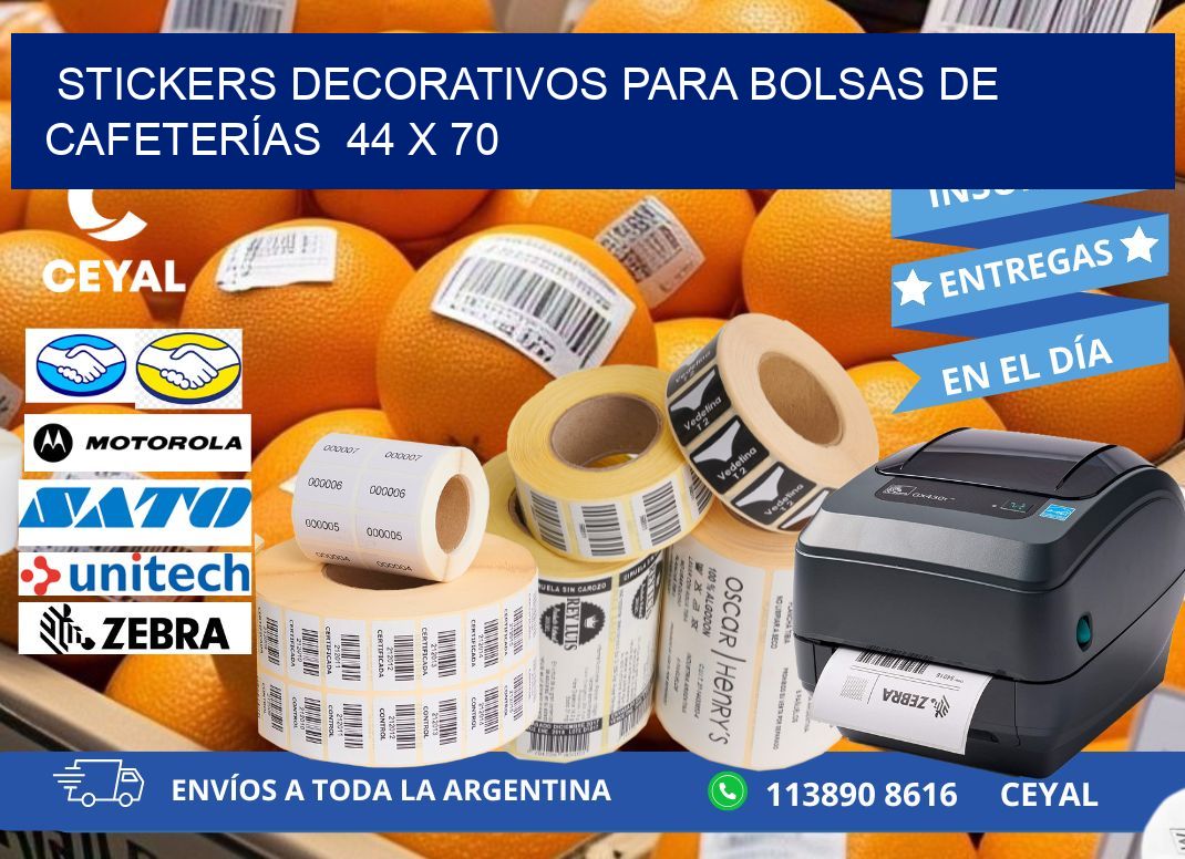 STICKERS DECORATIVOS PARA BOLSAS DE CAFETERÍAS  44 x 70