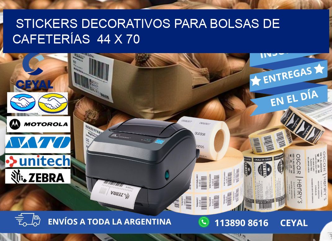 STICKERS DECORATIVOS PARA BOLSAS DE CAFETERÍAS  44 x 70