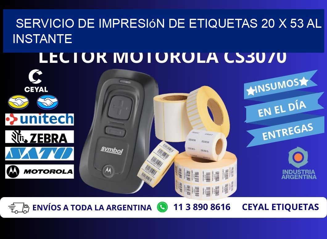 Servicio de Impresión de Etiquetas 20 x 53 al Instante