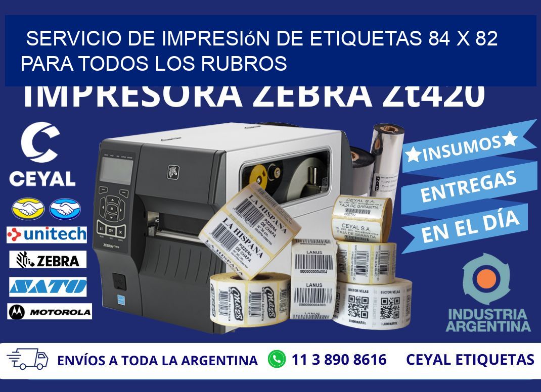 Servicio de Impresión de Etiquetas 84 x 82 para Todos los Rubros