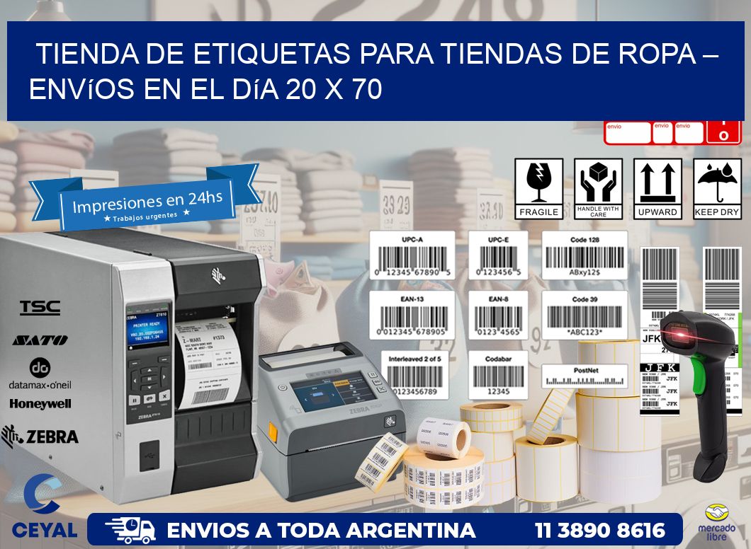 Tienda de Etiquetas para Tiendas de Ropa – Envíos en el Día 20 x 70