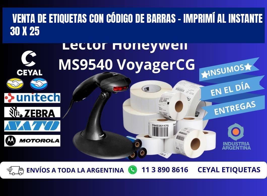 VENTA DE ETIQUETAS CON CÓDIGO DE BARRAS – IMPRIMÍ AL INSTANTE 30 x 25