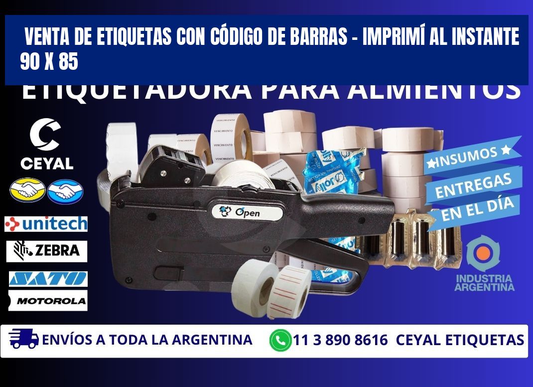 VENTA DE ETIQUETAS CON CÓDIGO DE BARRAS – IMPRIMÍ AL INSTANTE 90 x 85