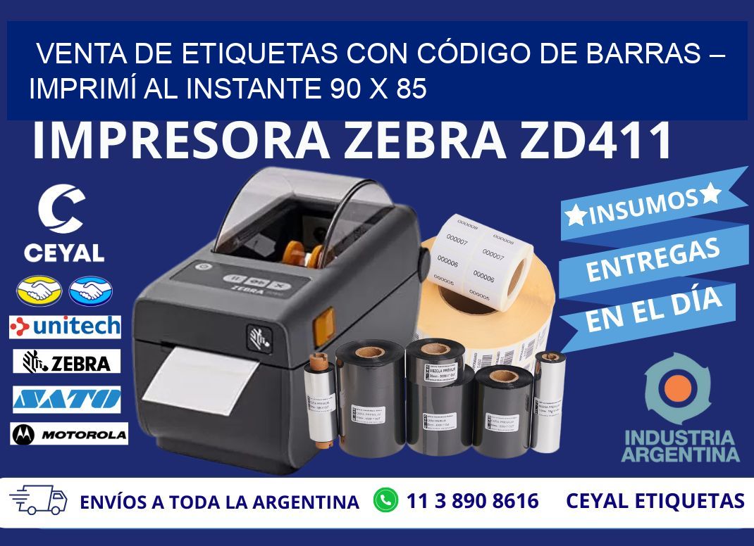 VENTA DE ETIQUETAS CON CÓDIGO DE BARRAS – IMPRIMÍ AL INSTANTE 90 x 85
