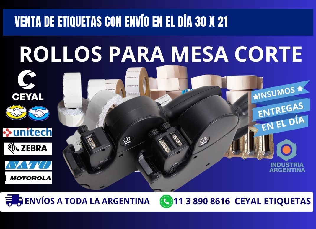 VENTA DE ETIQUETAS CON ENVÍO EN EL DÍA 30 x 21