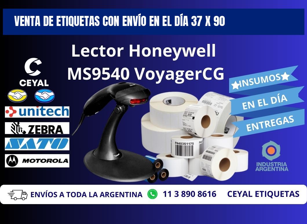 VENTA DE ETIQUETAS CON ENVÍO EN EL DÍA 37 x 90