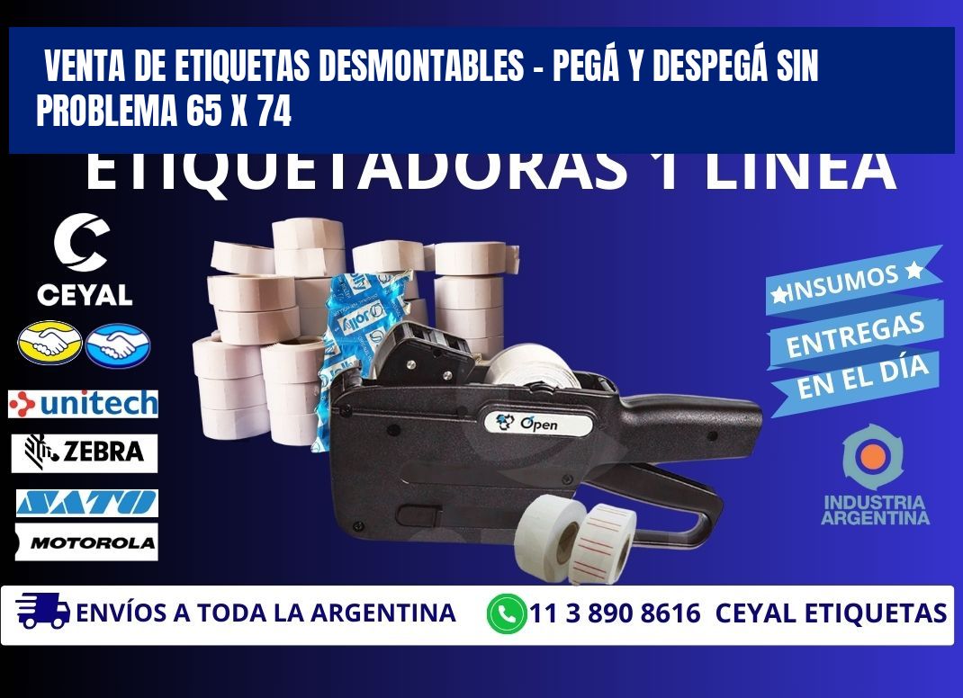 VENTA DE ETIQUETAS DESMONTABLES – PEGÁ Y DESPEGÁ SIN PROBLEMA 65 x 74