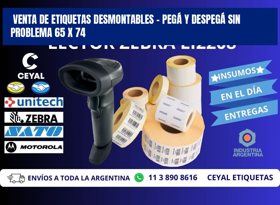 VENTA DE ETIQUETAS DESMONTABLES – PEGÁ Y DESPEGÁ SIN PROBLEMA 65 x 74