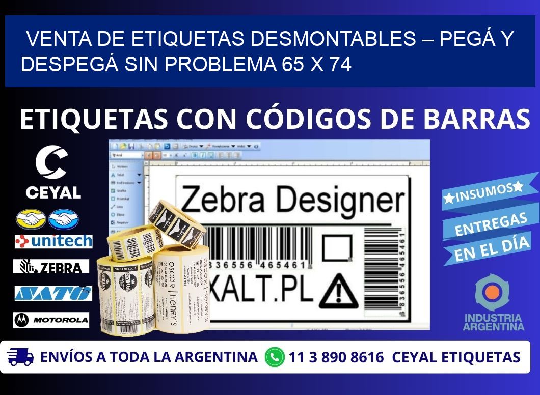 VENTA DE ETIQUETAS DESMONTABLES – PEGÁ Y DESPEGÁ SIN PROBLEMA 65 x 74