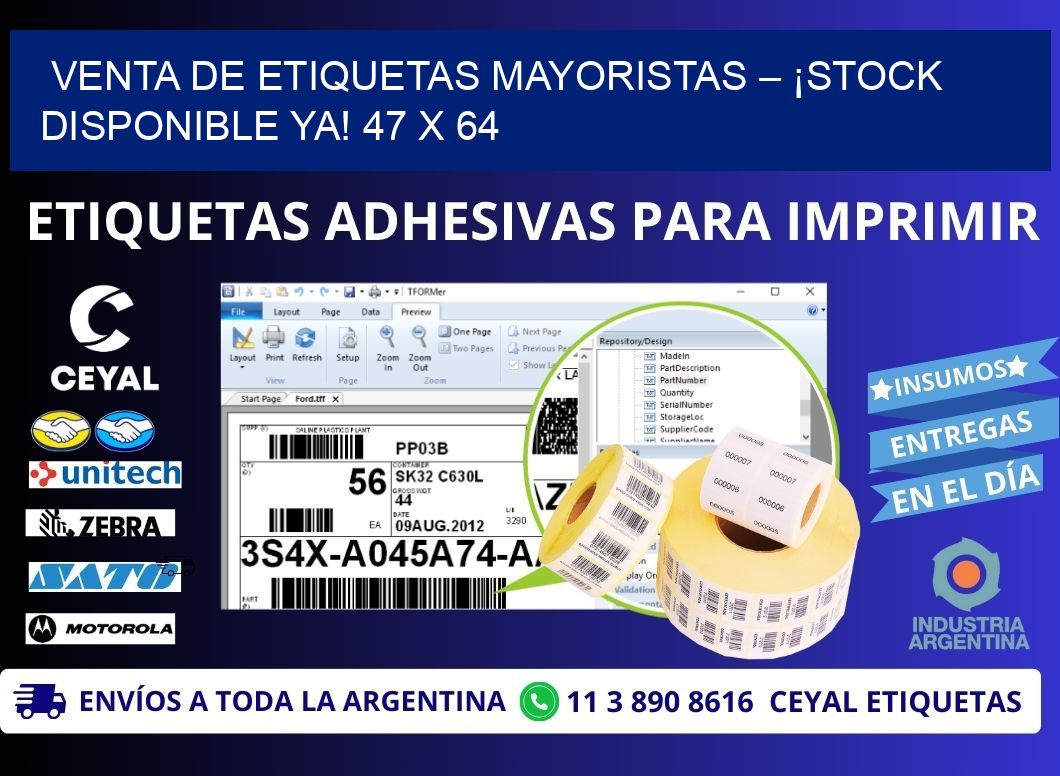 VENTA DE ETIQUETAS MAYORISTAS – ¡STOCK DISPONIBLE YA! 47 x 64