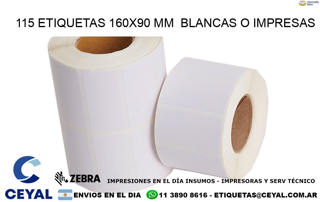 115 ETIQUETAS 160x90 mm  BLANCAS O IMPRESAS