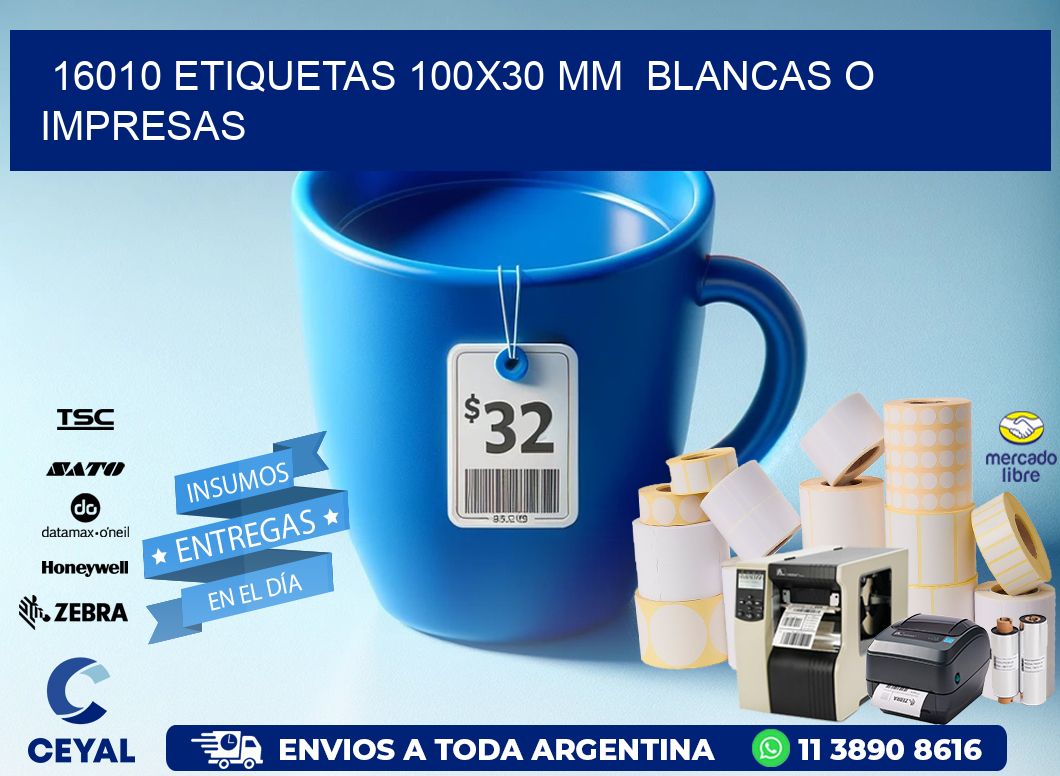 16010 ETIQUETAS 100x30 mm  BLANCAS O IMPRESAS