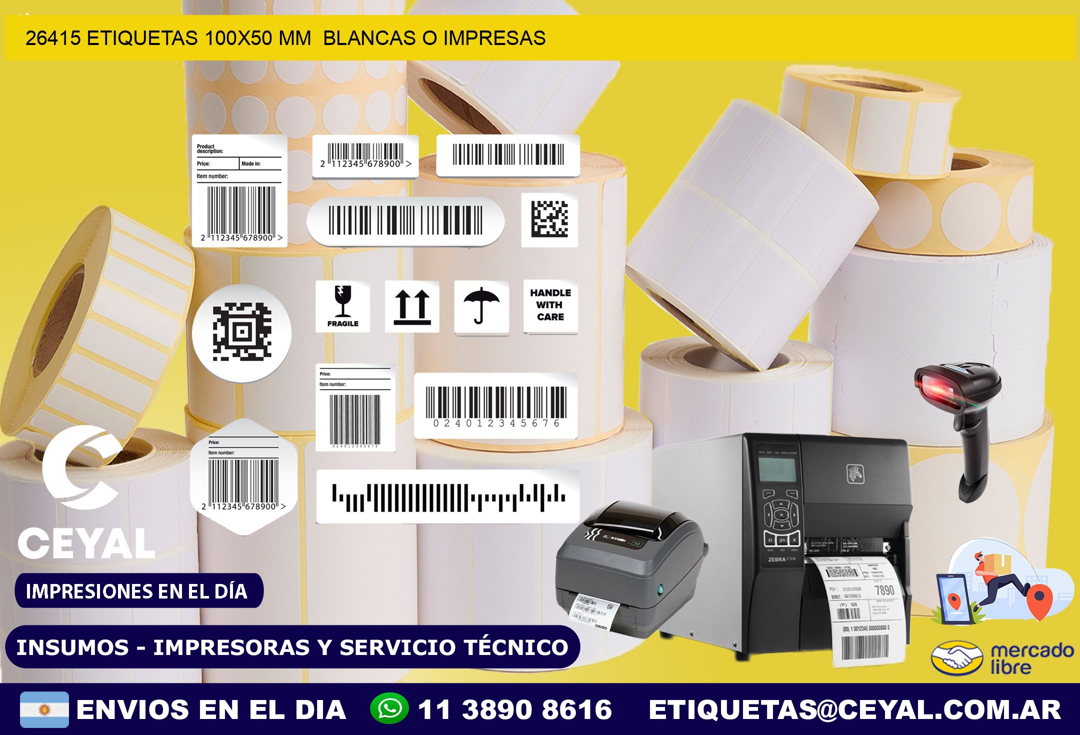 26415 ETIQUETAS 100×50 mm  BLANCAS O IMPRESAS