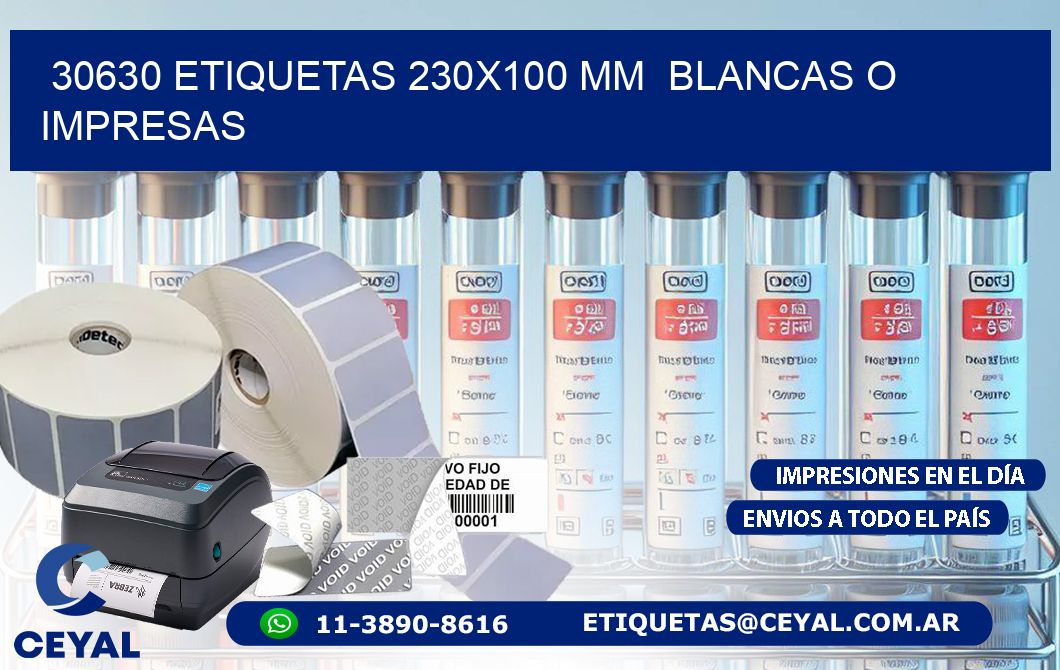 30630 ETIQUETAS 230x100 mm  BLANCAS O IMPRESAS