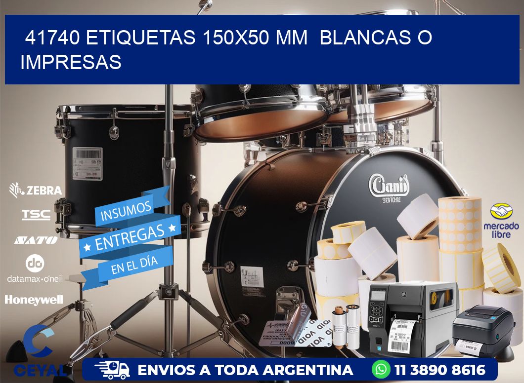 41740 ETIQUETAS 150x50 mm  BLANCAS O IMPRESAS