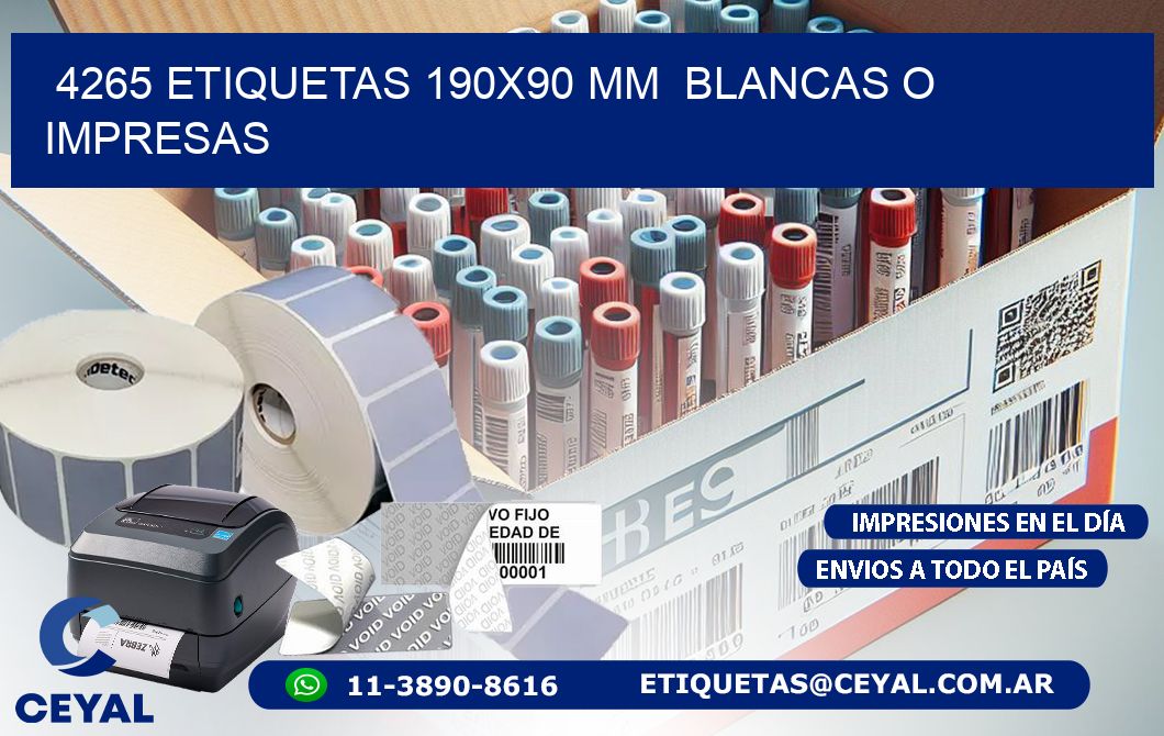 4265 ETIQUETAS 190x90 mm  BLANCAS O IMPRESAS