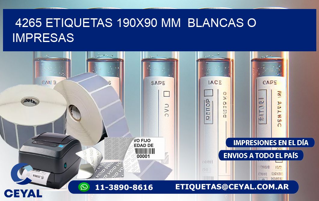 4265 ETIQUETAS 190×90 mm  BLANCAS O IMPRESAS