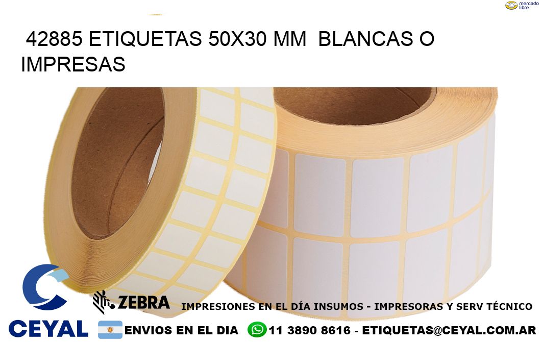 42885 ETIQUETAS 50x30 mm  BLANCAS O IMPRESAS