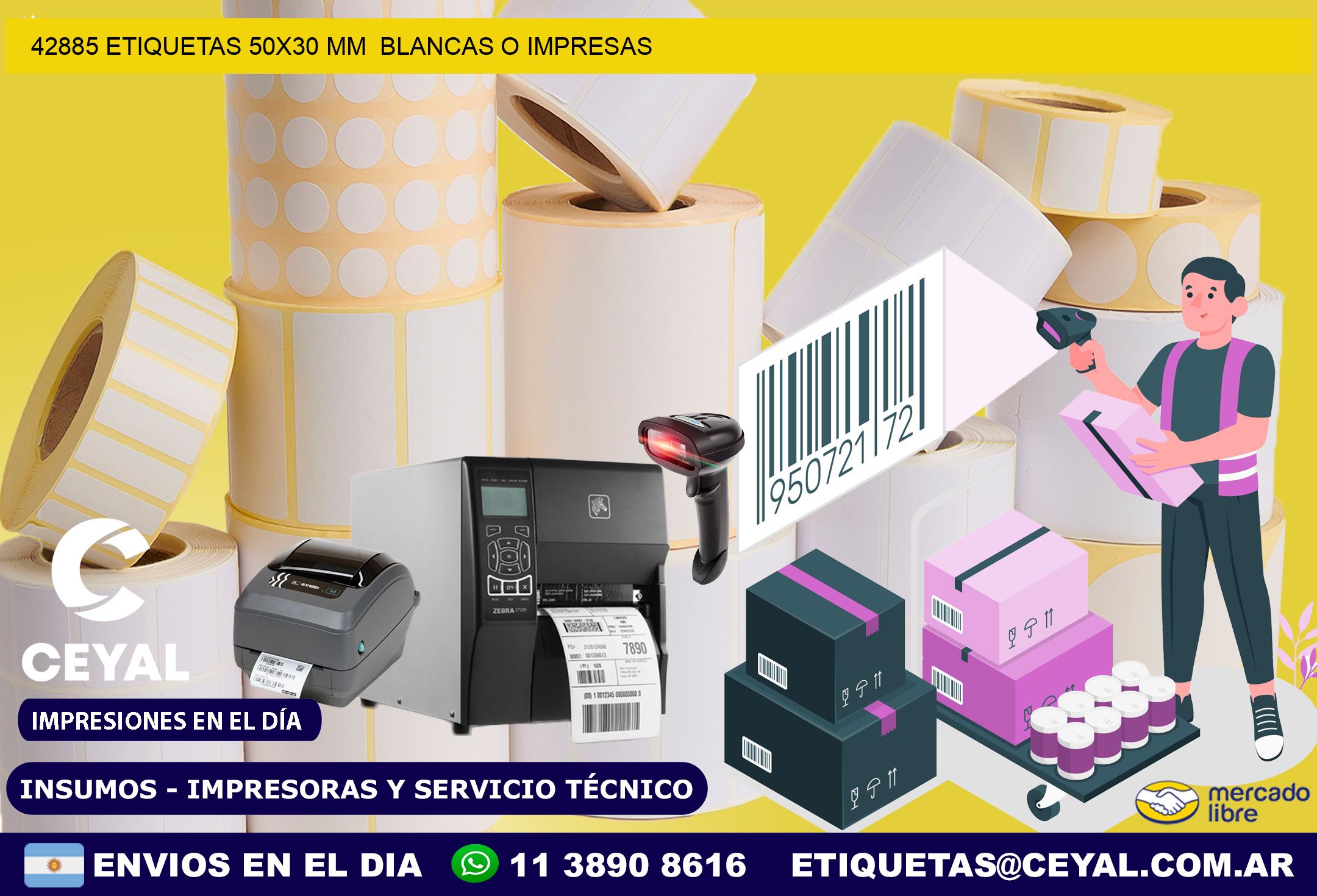 42885 ETIQUETAS 50×30 mm  BLANCAS O IMPRESAS