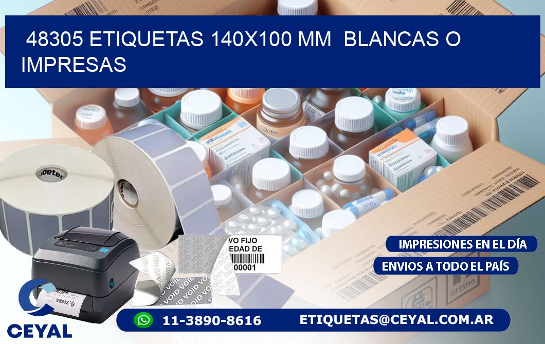 48305 ETIQUETAS 140x100 mm  BLANCAS O IMPRESAS