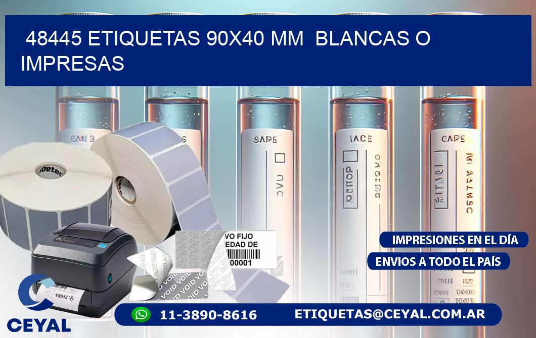 48445 ETIQUETAS 90x40 mm  BLANCAS O IMPRESAS