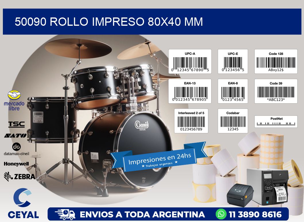 50090 ROLLO IMPRESO 80x40 mm