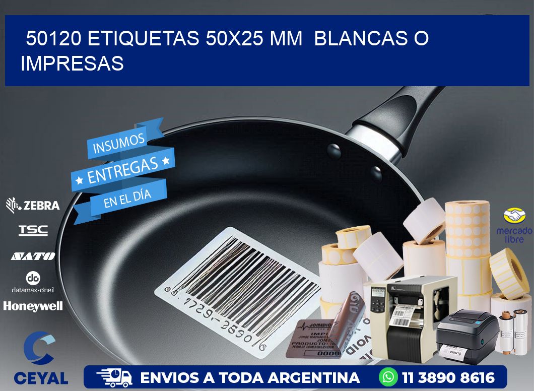 50120 ETIQUETAS 50x25 mm  BLANCAS O IMPRESAS