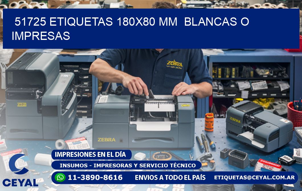 51725 ETIQUETAS 180x80 mm  BLANCAS O IMPRESAS