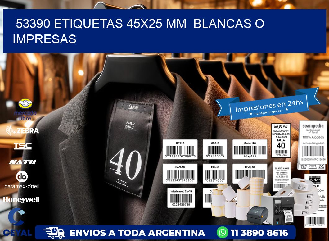 53390 ETIQUETAS 45x25 mm  BLANCAS O IMPRESAS