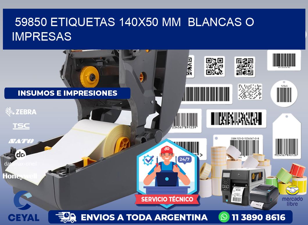 59850 ETIQUETAS 140x50 mm  BLANCAS O IMPRESAS