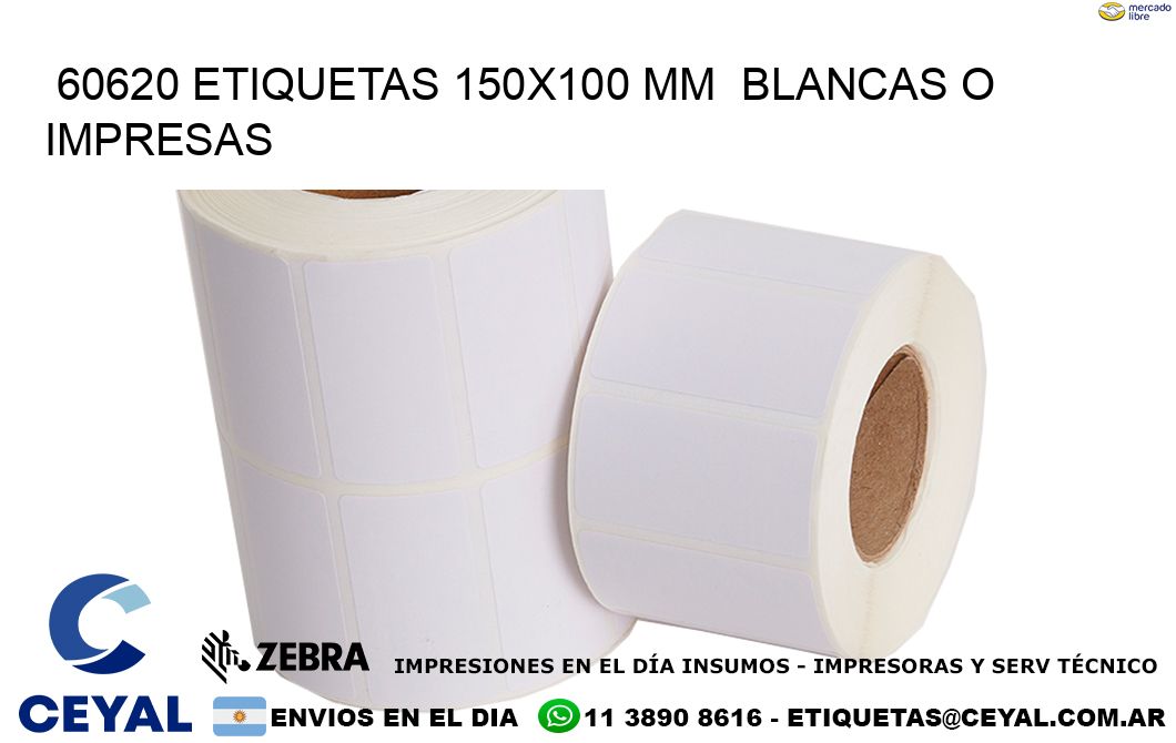 60620 ETIQUETAS 150x100 mm  BLANCAS O IMPRESAS