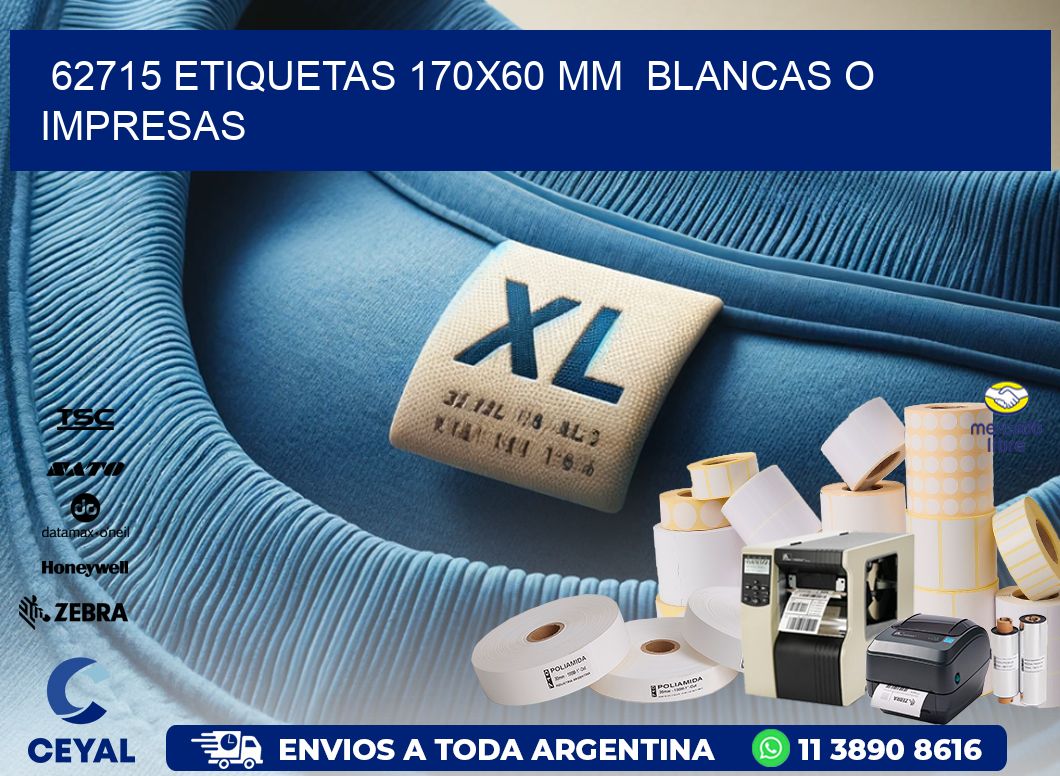 62715 ETIQUETAS 170x60 mm  BLANCAS O IMPRESAS