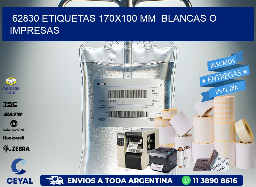 62830 ETIQUETAS 170x100 mm  BLANCAS O IMPRESAS