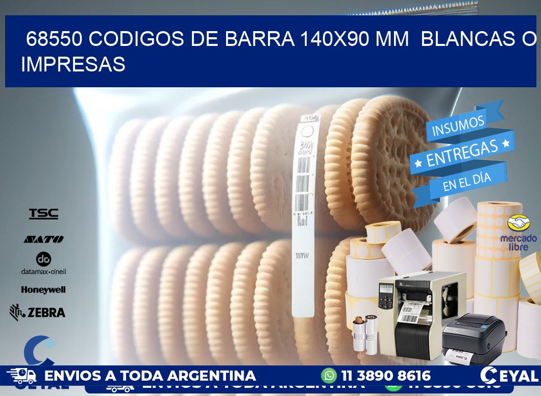 68550 CODIGOS DE BARRA 140x90 mm  BLANCAS O IMPRESAS
