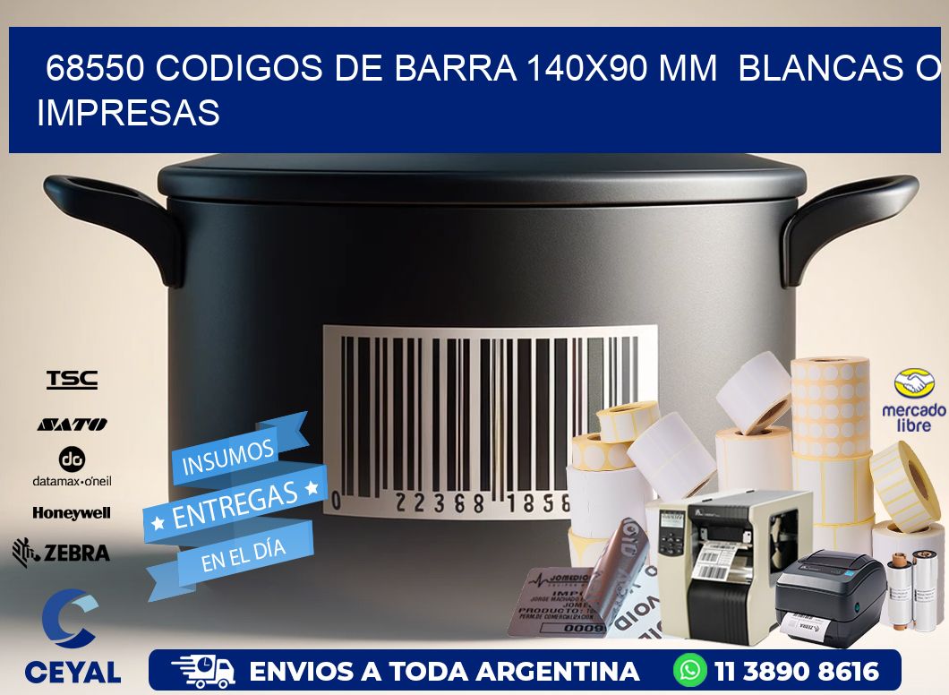 68550 CODIGOS DE BARRA 140x90 mm  BLANCAS O IMPRESAS