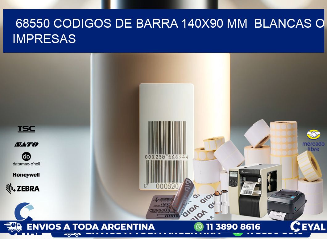 68550 CODIGOS DE BARRA 140×90 mm  BLANCAS O IMPRESAS