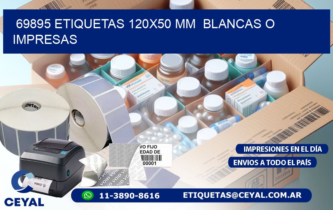 69895 ETIQUETAS 120x50 mm  BLANCAS O IMPRESAS