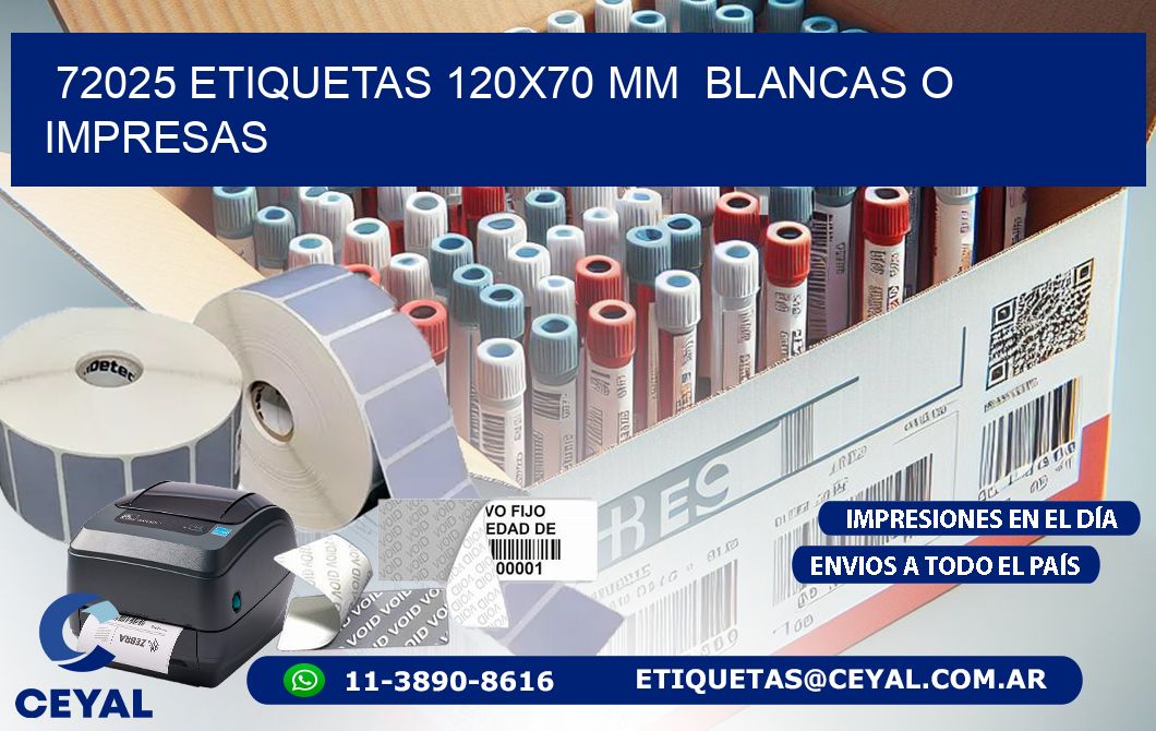 72025 ETIQUETAS 120x70 mm  BLANCAS O IMPRESAS
