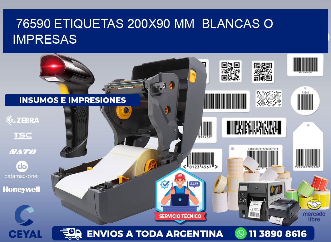 76590 ETIQUETAS 200x90 mm  BLANCAS O IMPRESAS