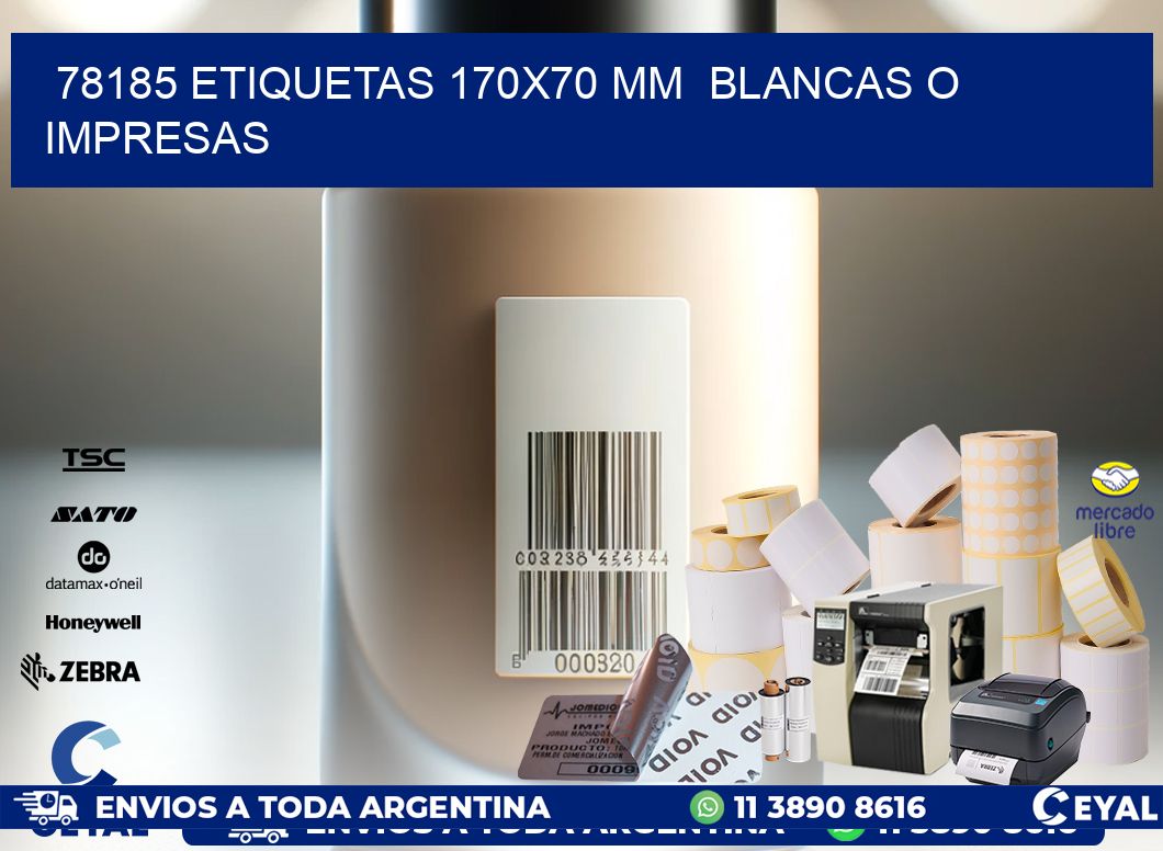 78185 ETIQUETAS 170x70 mm  BLANCAS O IMPRESAS