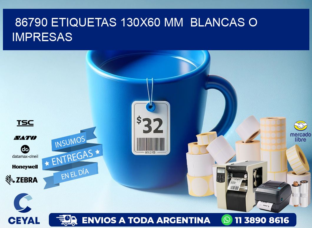86790 ETIQUETAS 130x60 mm  BLANCAS O IMPRESAS