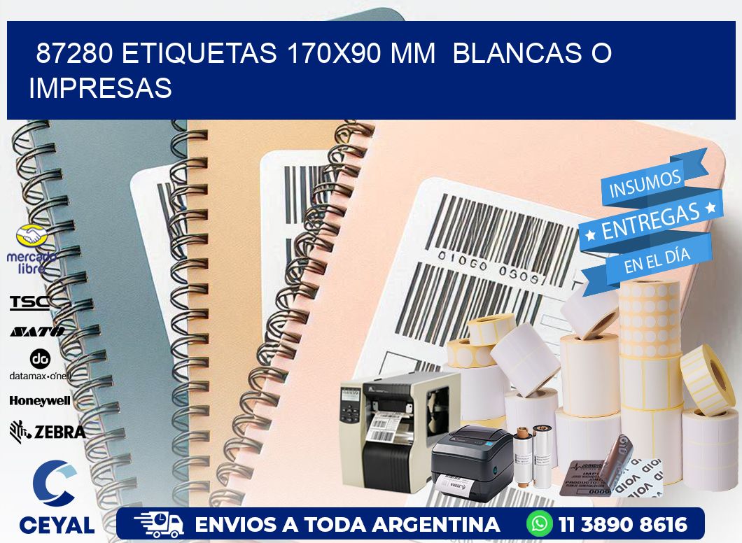 87280 ETIQUETAS 170x90 mm  BLANCAS O IMPRESAS