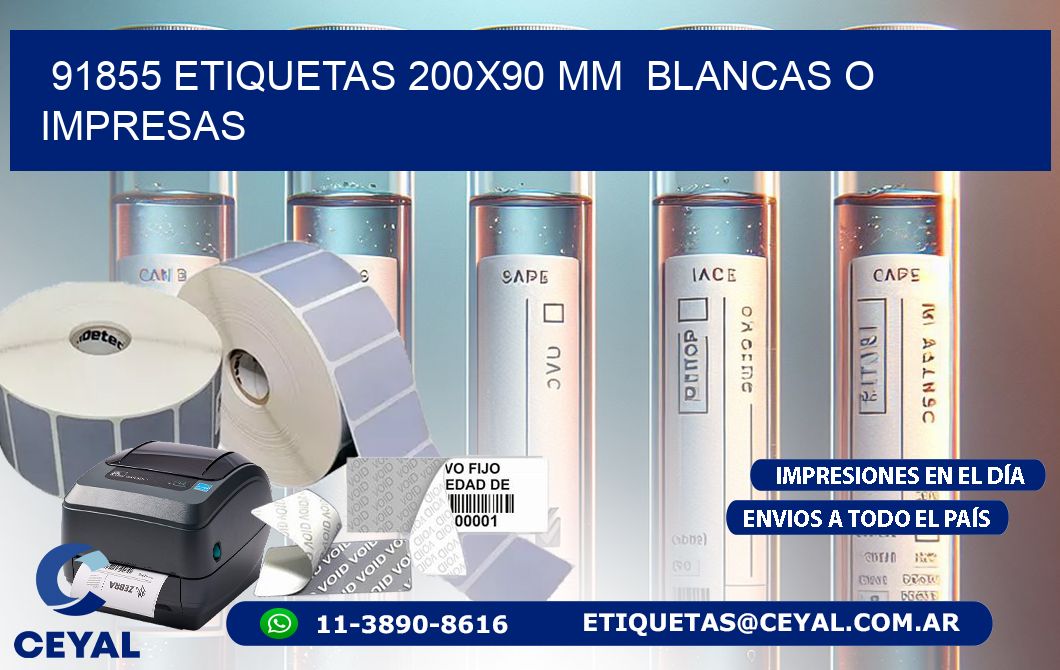 91855 ETIQUETAS 200×90 mm  BLANCAS O IMPRESAS