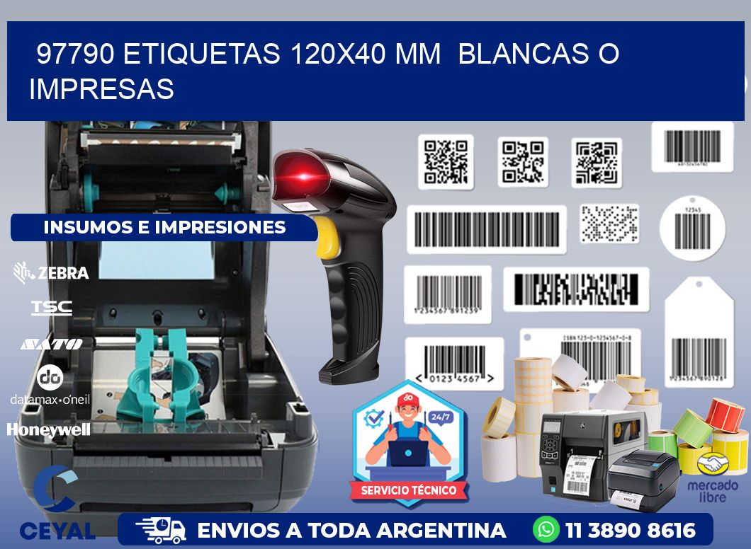 97790 ETIQUETAS 120x40 mm  BLANCAS O IMPRESAS