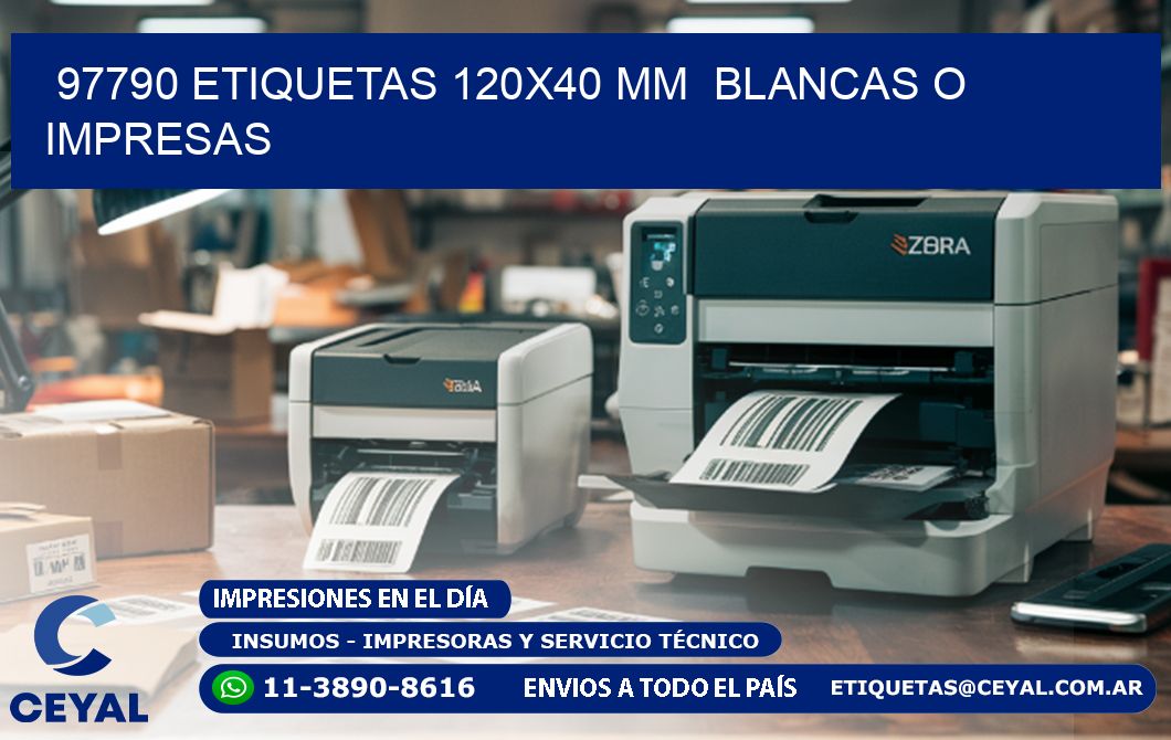 97790 ETIQUETAS 120x40 mm  BLANCAS O IMPRESAS