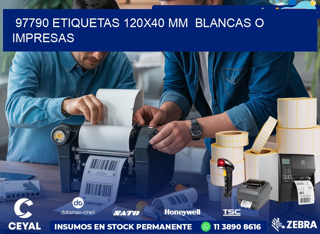 97790 ETIQUETAS 120×40 mm  BLANCAS O IMPRESAS