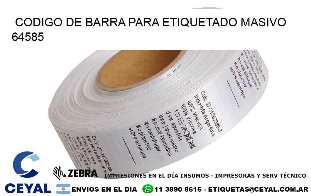 CODIGO DE BARRA PARA ETIQUETADO MASIVO 64585